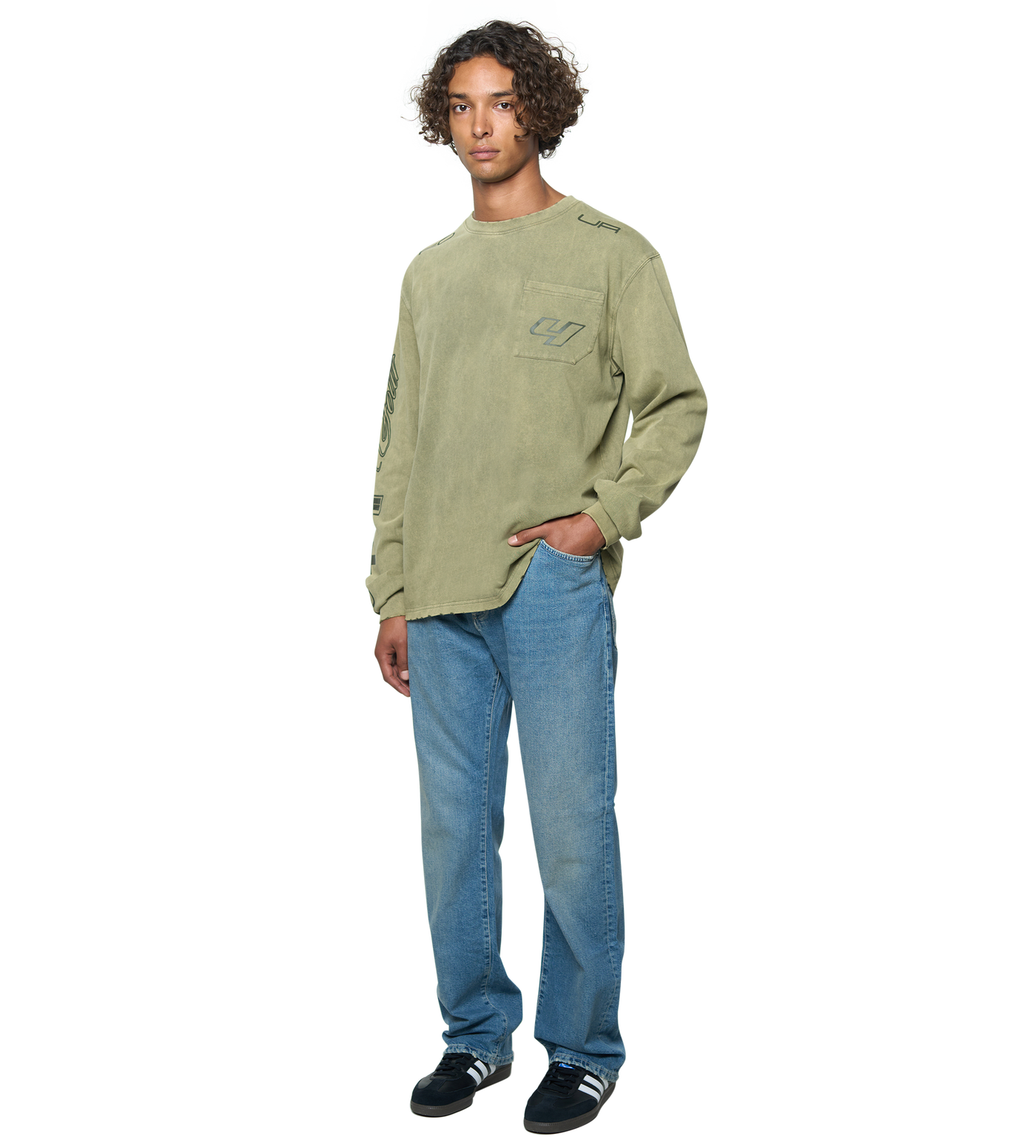 Race Comp Longsleeve T-Shirt Washed Moss Green
