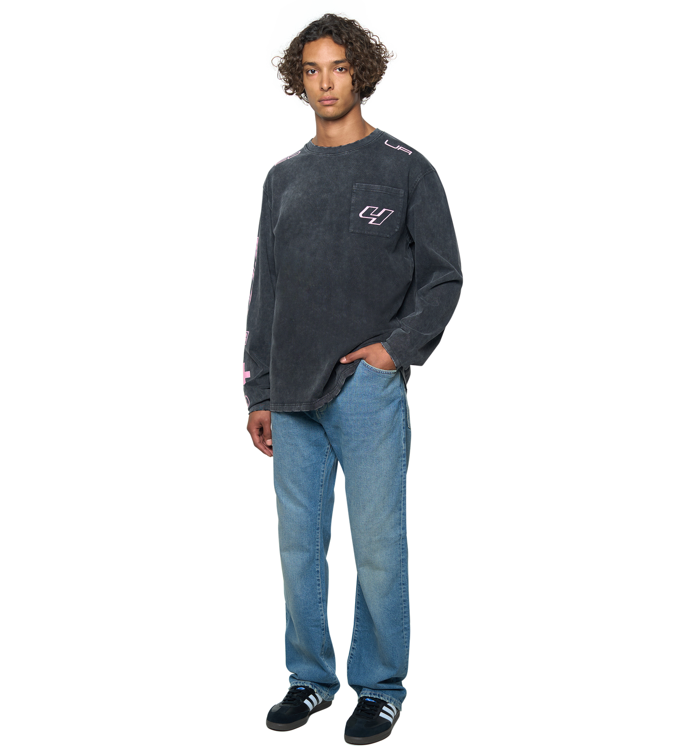 Race Comp Longsleeve T-Shirt Washed Black/ Pink