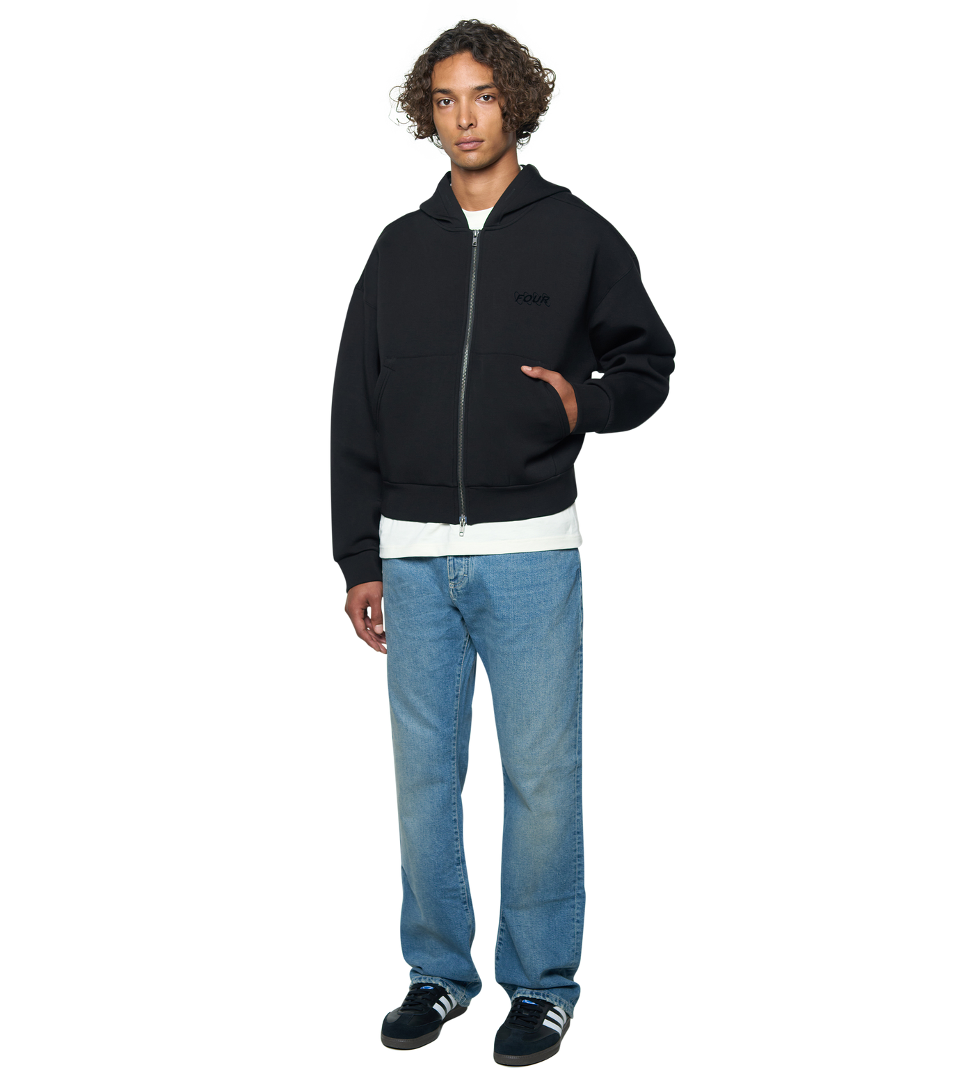 Circles Scuba Zip Up Hoodie Black