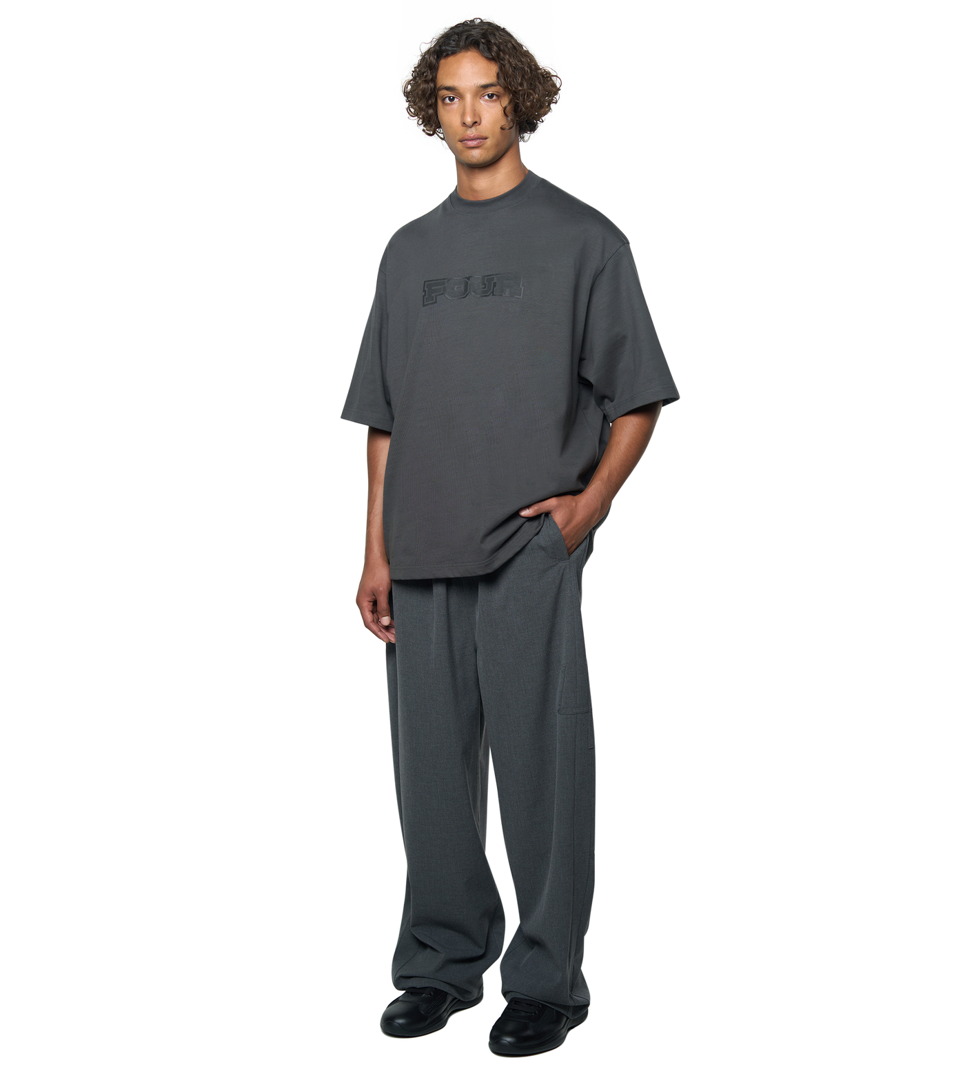 Logo Wool Pants Dark Grey