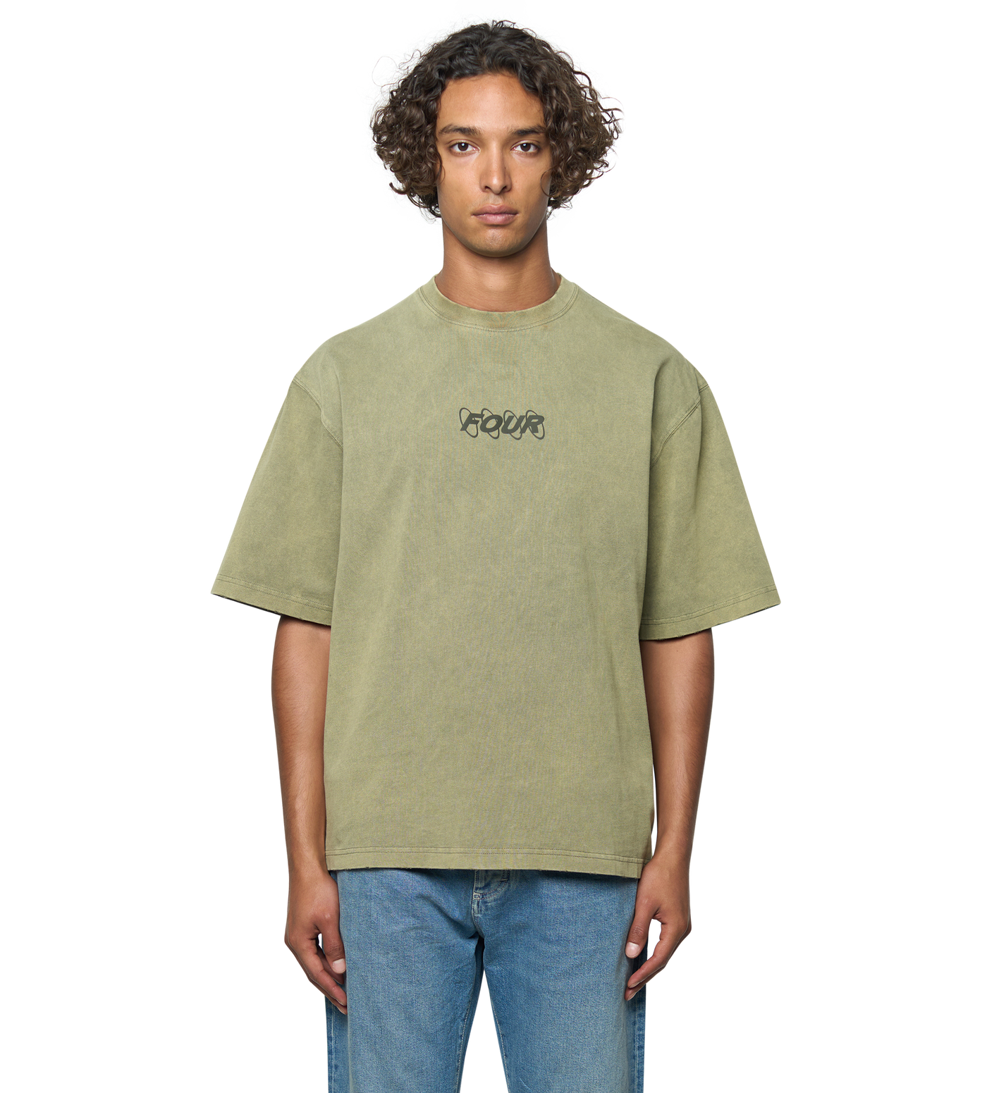 Circles Boxy T-Shirt Washed Moss Green