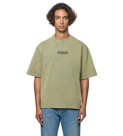 Circles Boxy T-Shirt Washed Moss Green