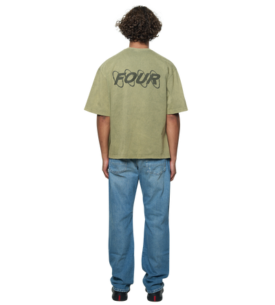 Circles Boxy T-Shirt Washed Moss Green