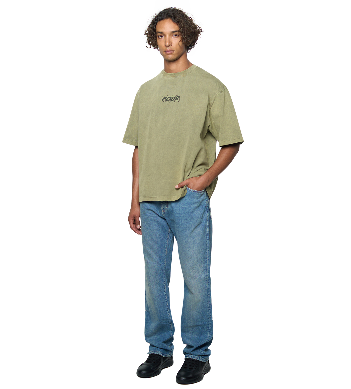 Circles Boxy T-Shirt Washed Moss Green