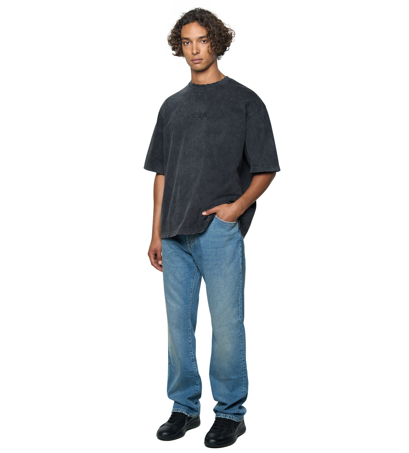 Circles Boxy T-Shirt Washed Black