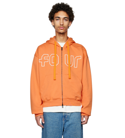 Outline Boxy Zip Up Hoodie Dusty Orange/ Cannoli
