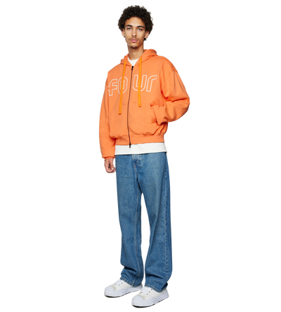 Outline Boxy Zip Up Hoodie Dusty Orange/ Cannoli