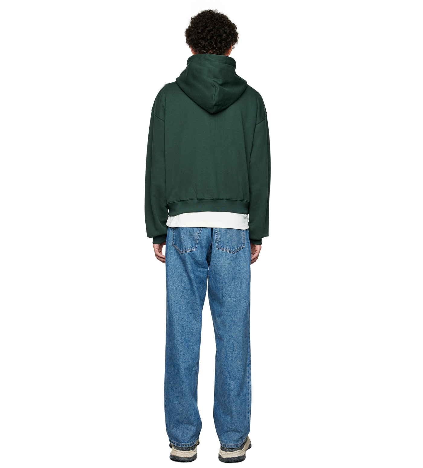 Outline Boxy Zip Up Hoodie Deep Forest/ Dusty Orange