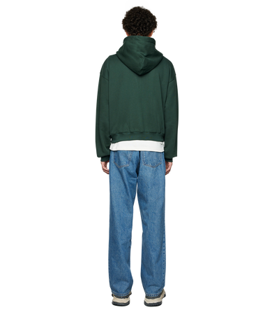 Outline Boxy Zip Up Hoodie Deep Forest/ Dusty Orange