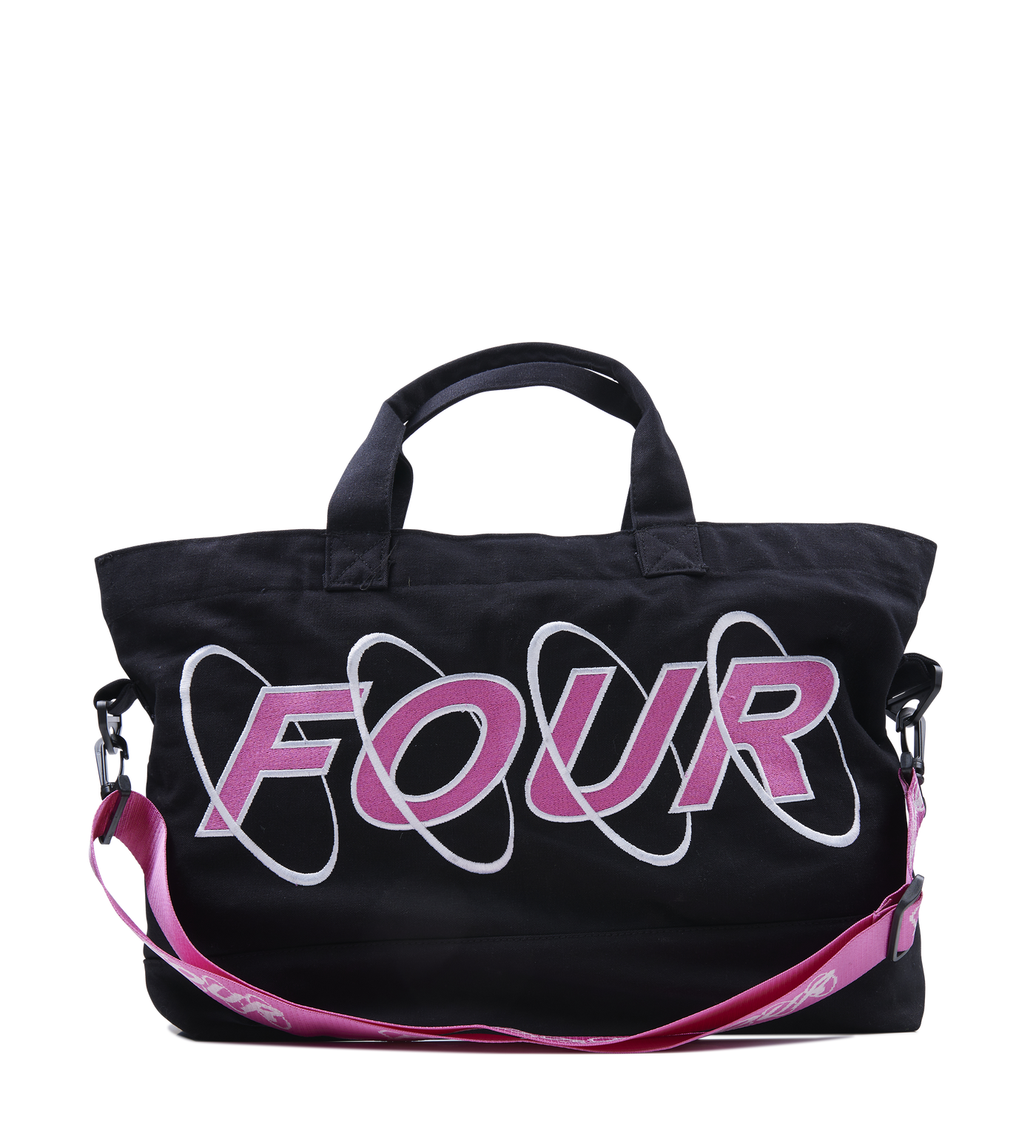 Circles Embroidery Shopper White/ Pink