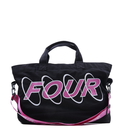 Circles Embroidery Shopper White/ Pink