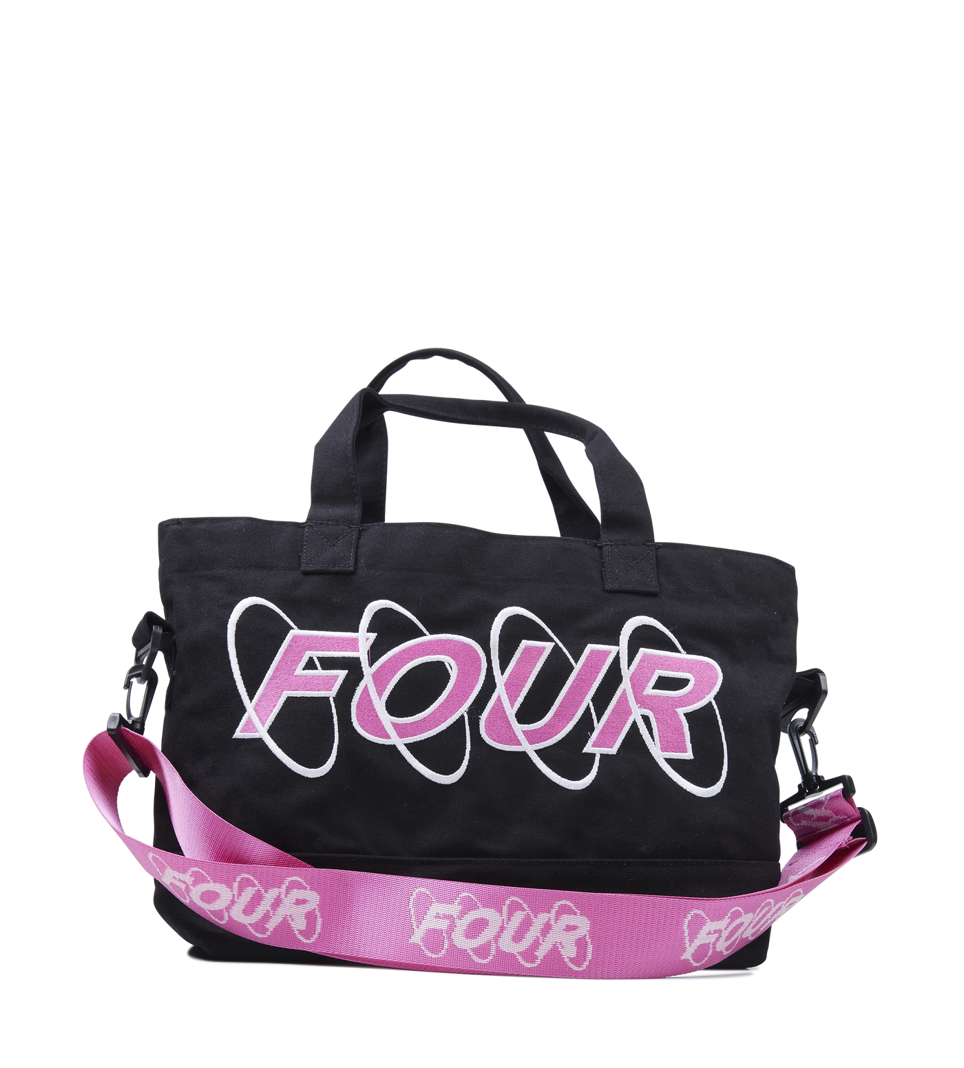 Circles Embroidery Shopper White/ Pink