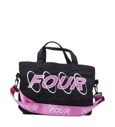 Circles Embroidery Shopper White/ Pink