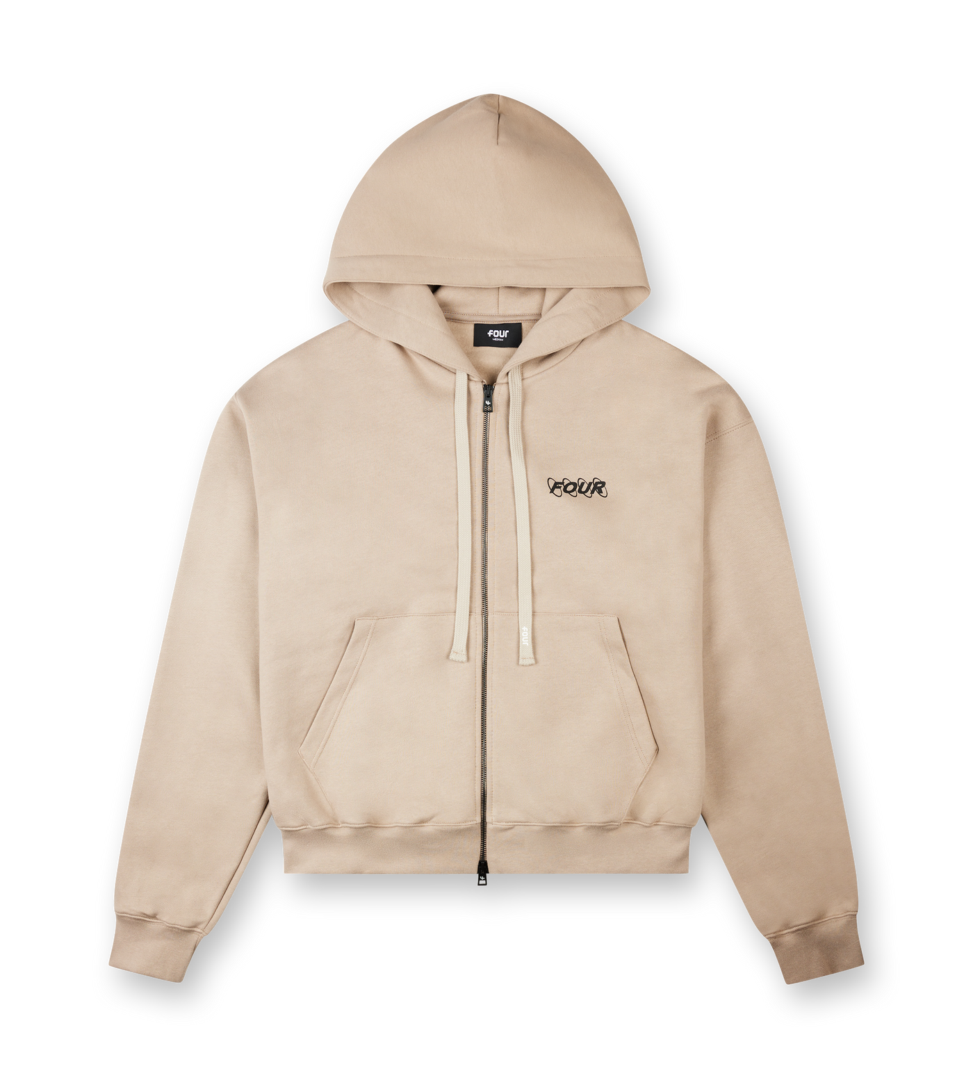 Circles Boxy Zip Up Hoodie Vintage Khaki 