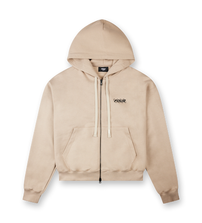 Circles Boxy Zip Up Hoodie Vintage Khaki 