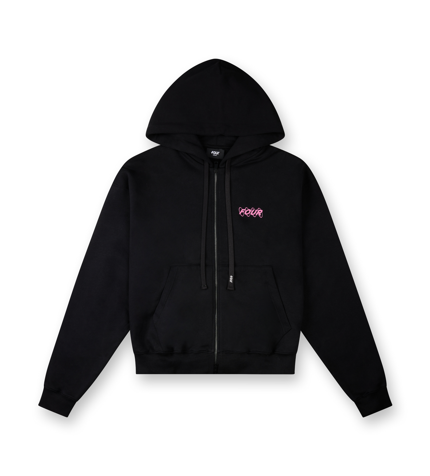 Circles Boxy Zip Up Hoodie Black/ Pink