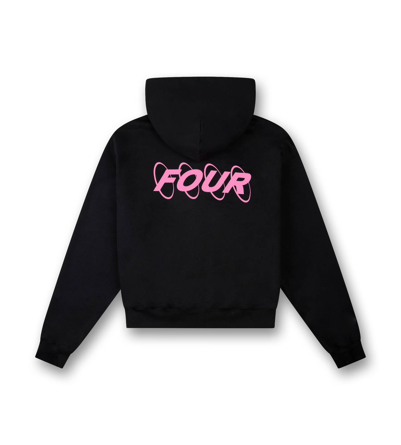 Circles Boxy Zip Up Hoodie Black/ Pink