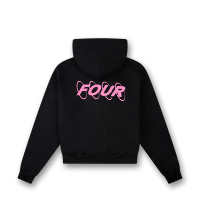Circles Boxy Zip Up Hoodie Black/ Pink