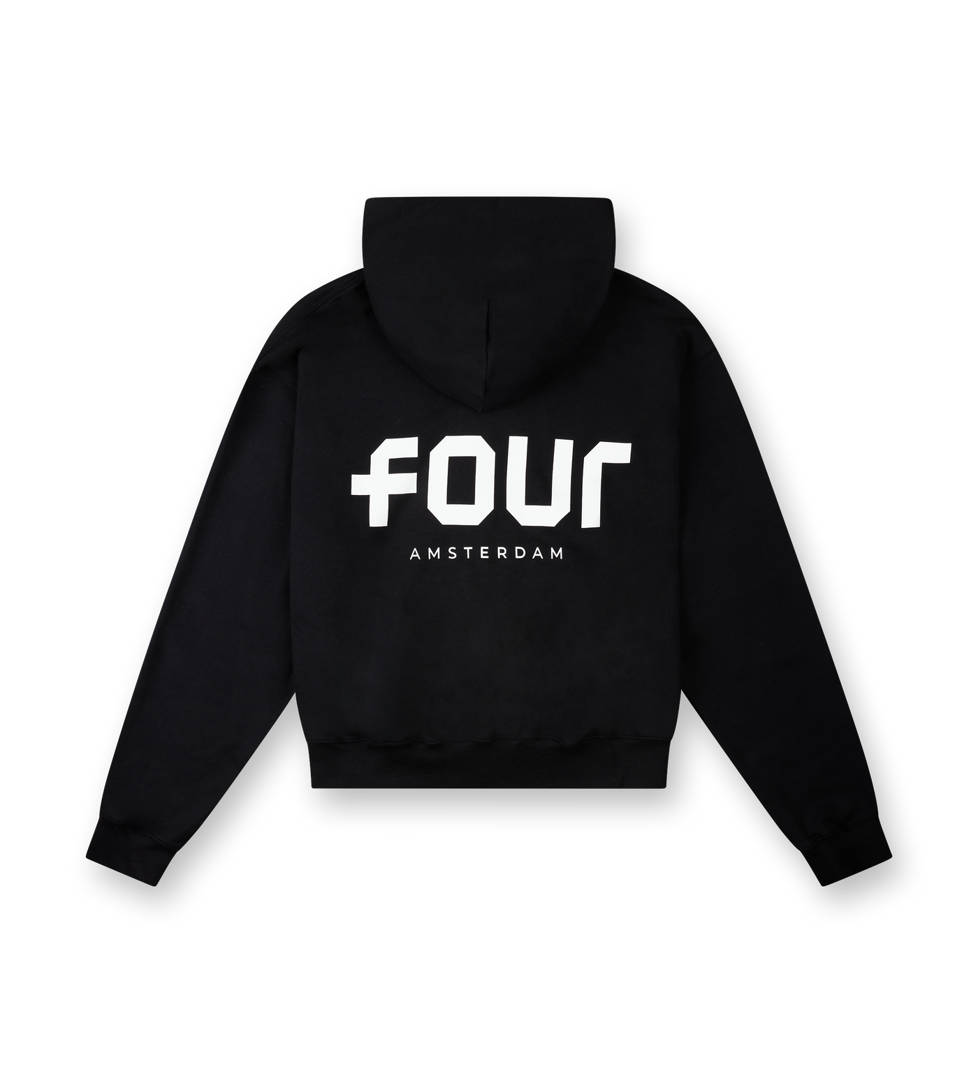Logo Boxy Zip Up Hoodie Black