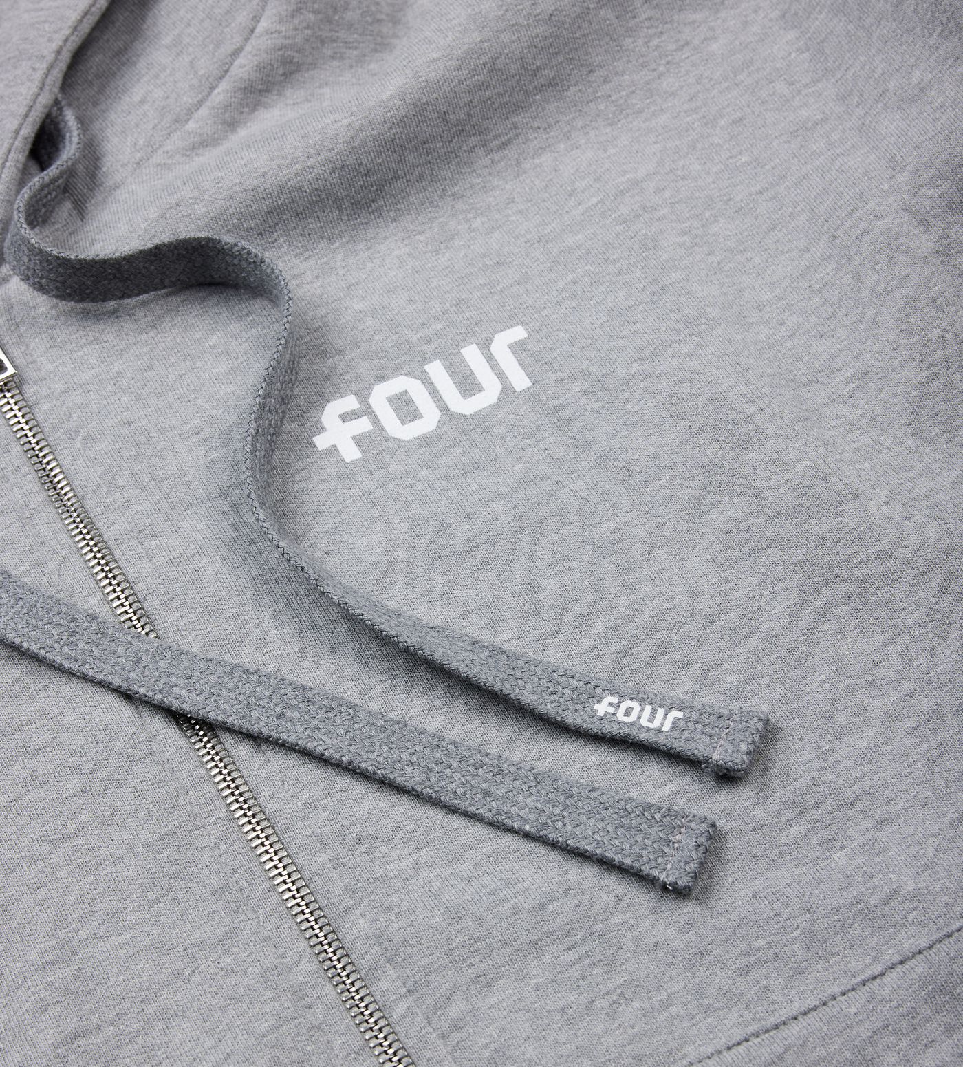 Logo Boxy Zip Up Hoodie Grey Melange