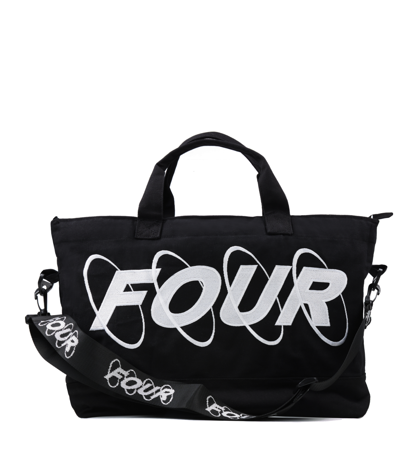 Circles Embroidery Shopper White