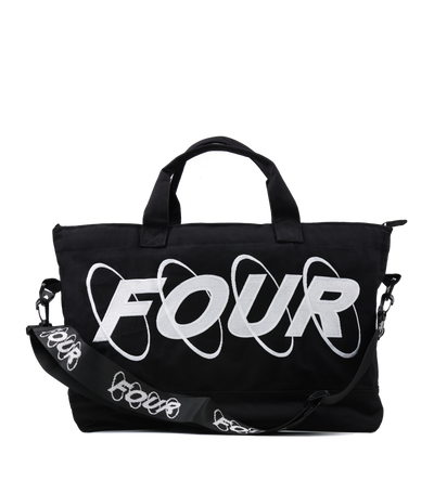 Circles Embroidery Shopper White