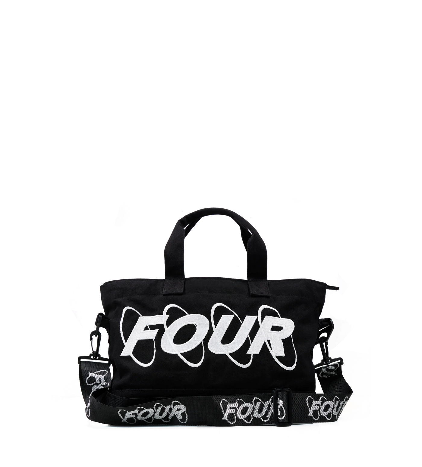 Circles Embroidery Shopper White