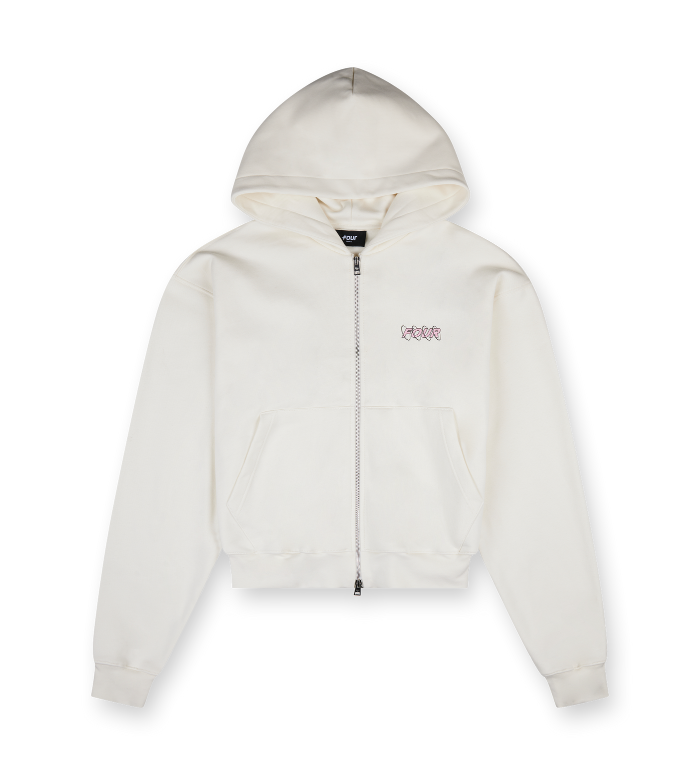 Circles Boxy Zip Up Hoodie Cannoli Cream/ Soft Pink