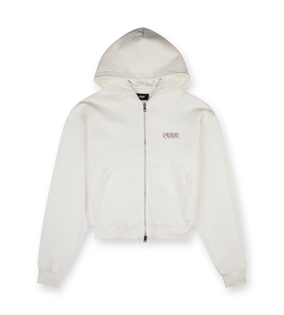 Circles Boxy Zip Up Hoodie Cannoli Cream/ Soft Pink