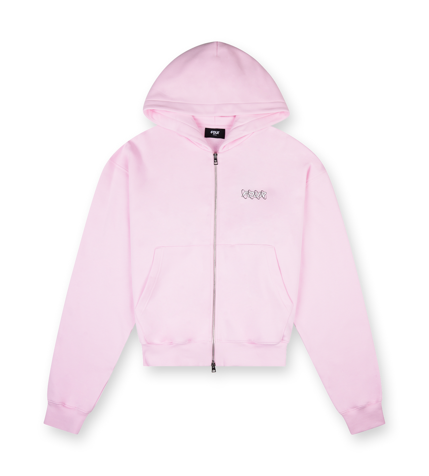 Circles Boxy Zip Up Hoodie Soft Pink/ White