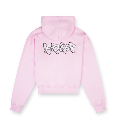 Circles Boxy Zip Up Hoodie Soft Pink/ White