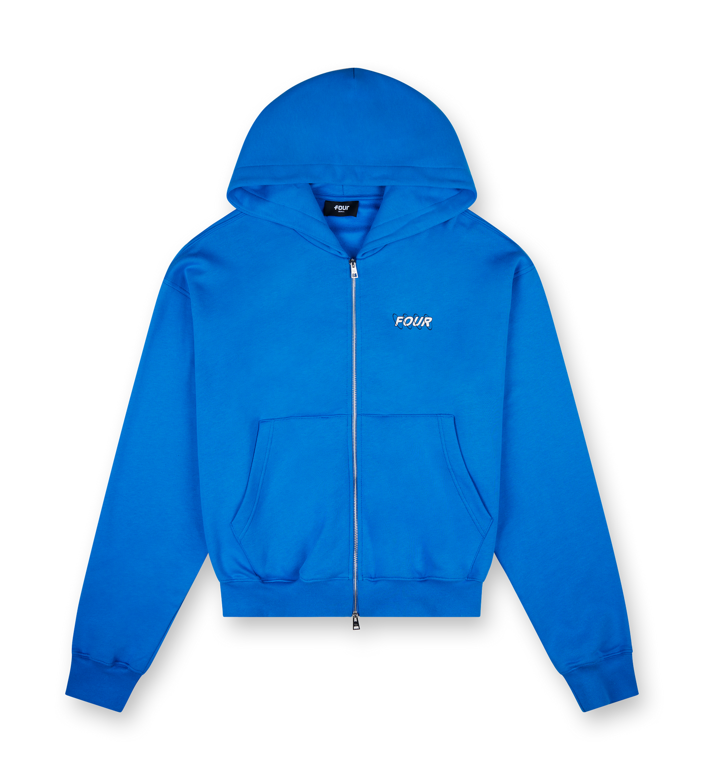 Circles Boxy Zip Up Hoodie Princess Blue/ White