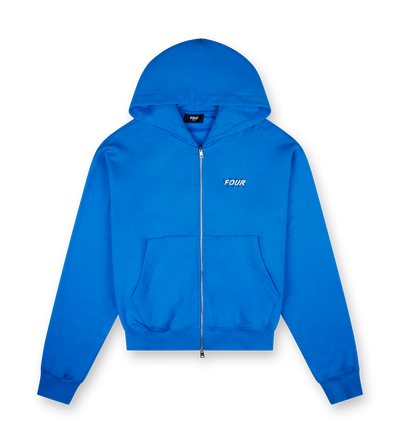 Circles Boxy Zip Up Hoodie Princess Blue/ White