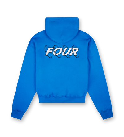 Circles Boxy Zip Up Hoodie Princess Blue/ White