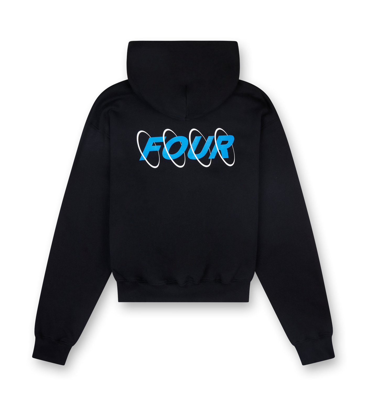 Circles Boxy Zip Up Hoodie Black/ Princess Blue
