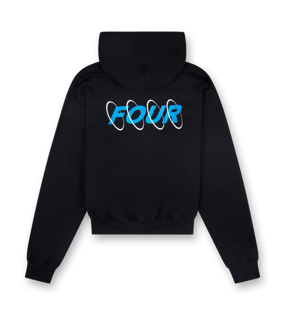 Circles Boxy Zip Up Hoodie Black/ Princess Blue