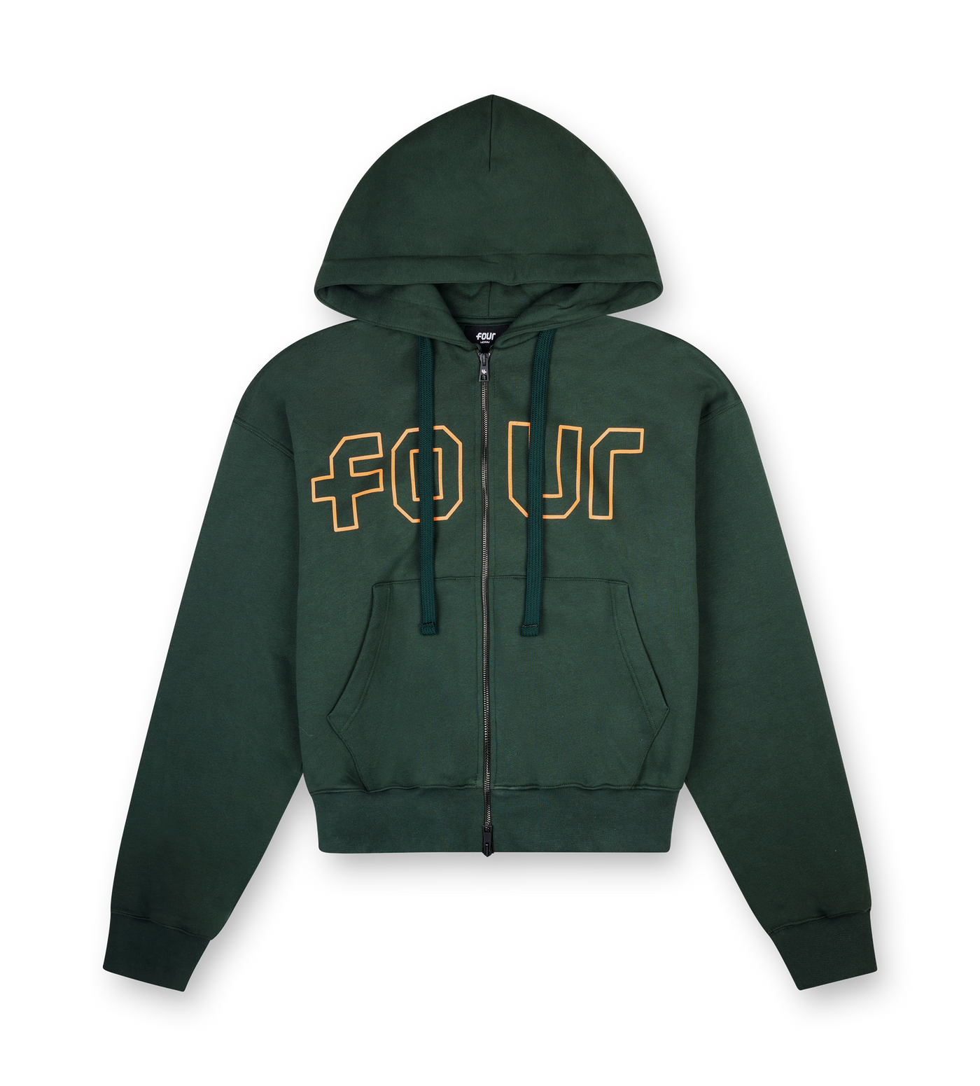Outline Boxy Zip Up Hoodie Deep Forest/ Dusty Orange