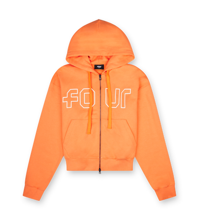 Outline Boxy Zip Up Hoodie Dusty Orange/ Cannoli