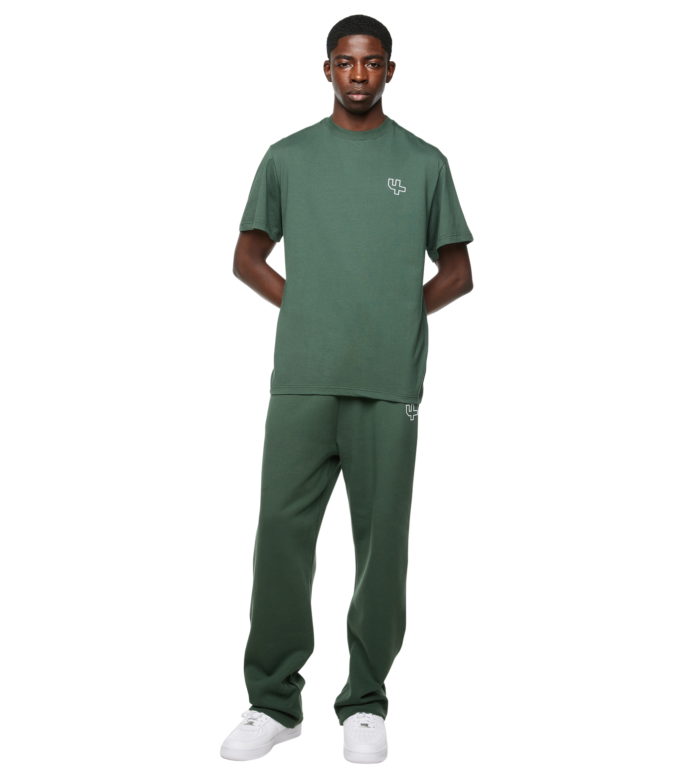 Outline Logo Straight Leg Pants Deep Forest