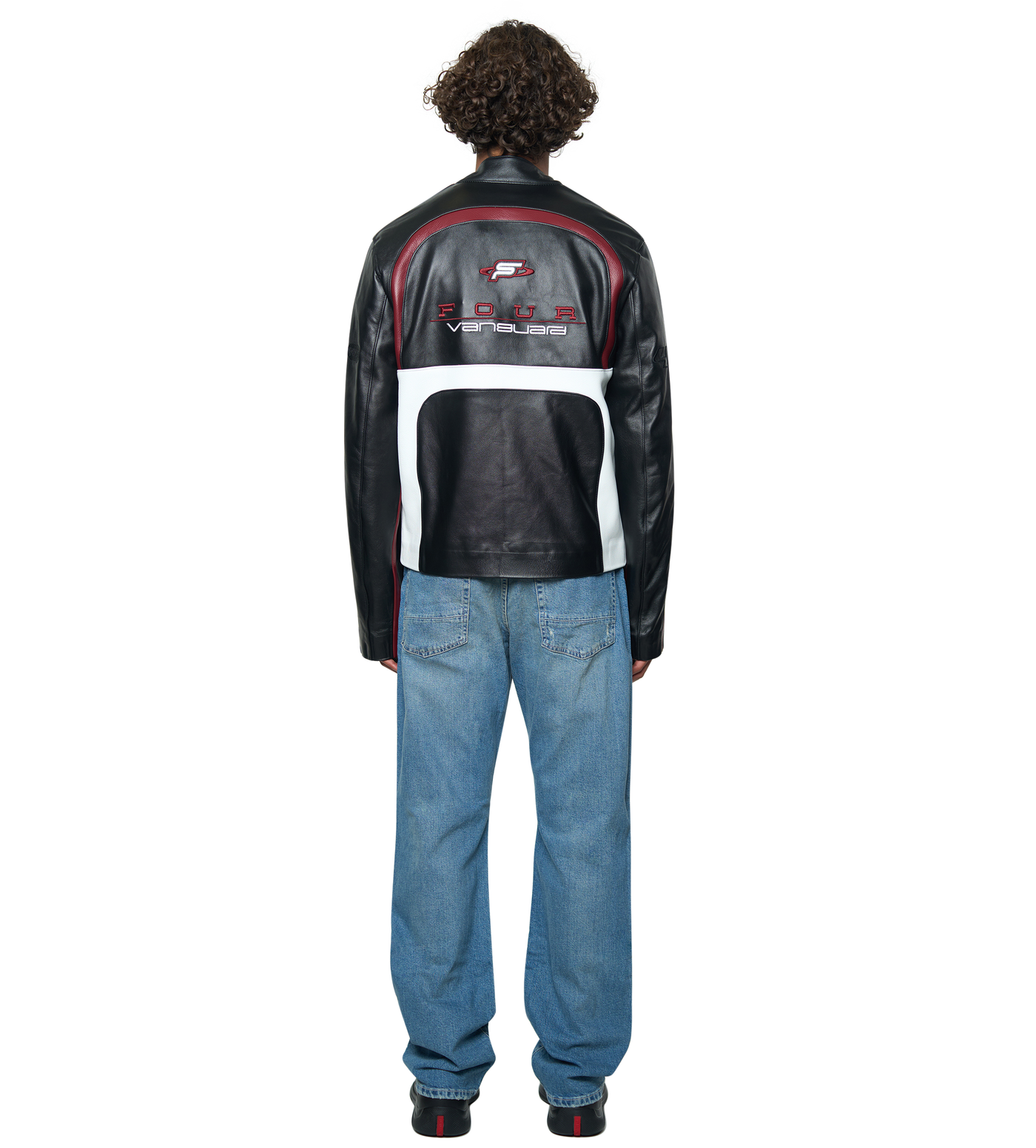 Leather Motor Jacket Black/ Red