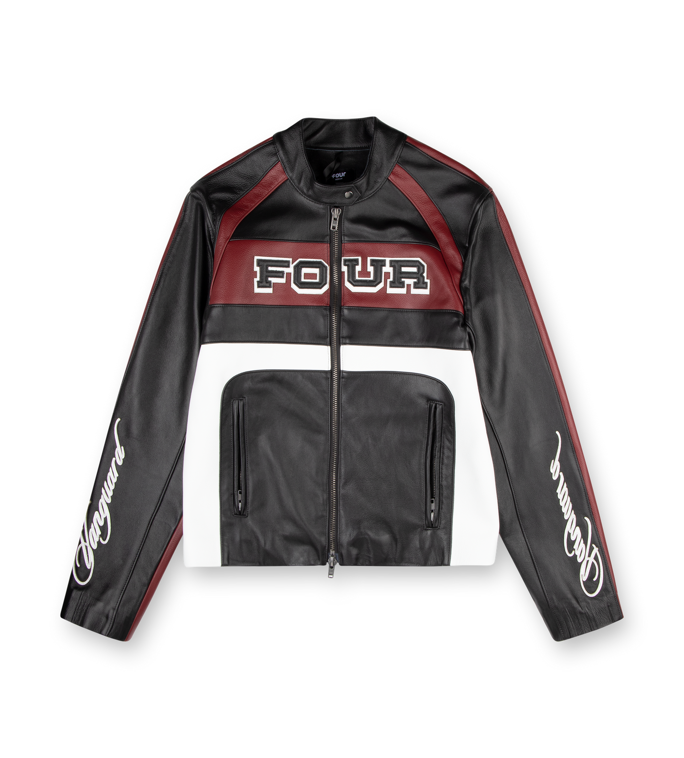 Leather Motor Jacket Black/ Red