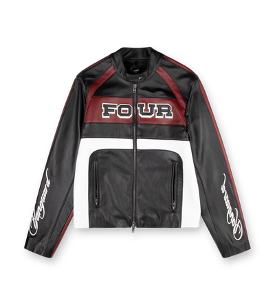 Leather Motor Jacket Black/ Red