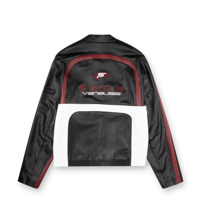 Leather Motor Jacket Black/ Red