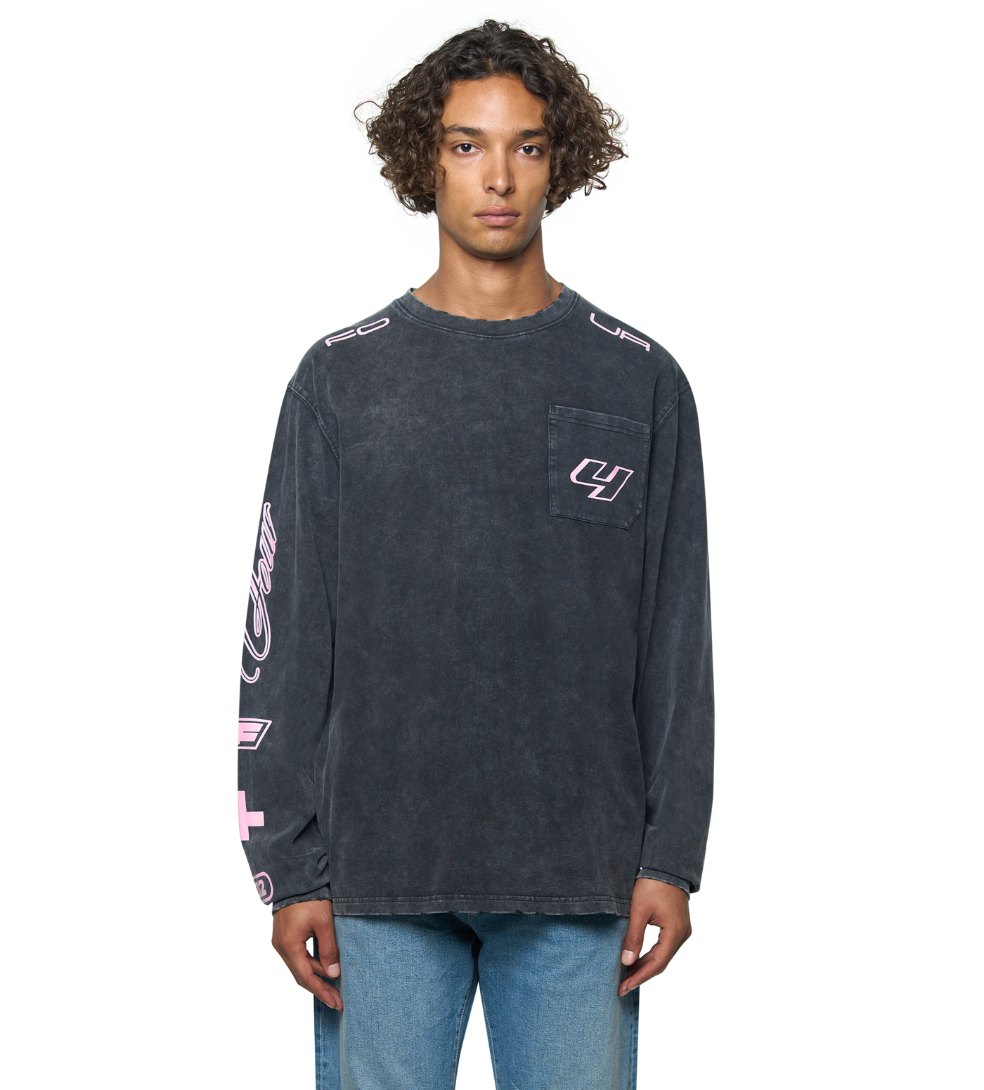 Race Comp Longsleeve T-Shirt Washed Black/ Pink