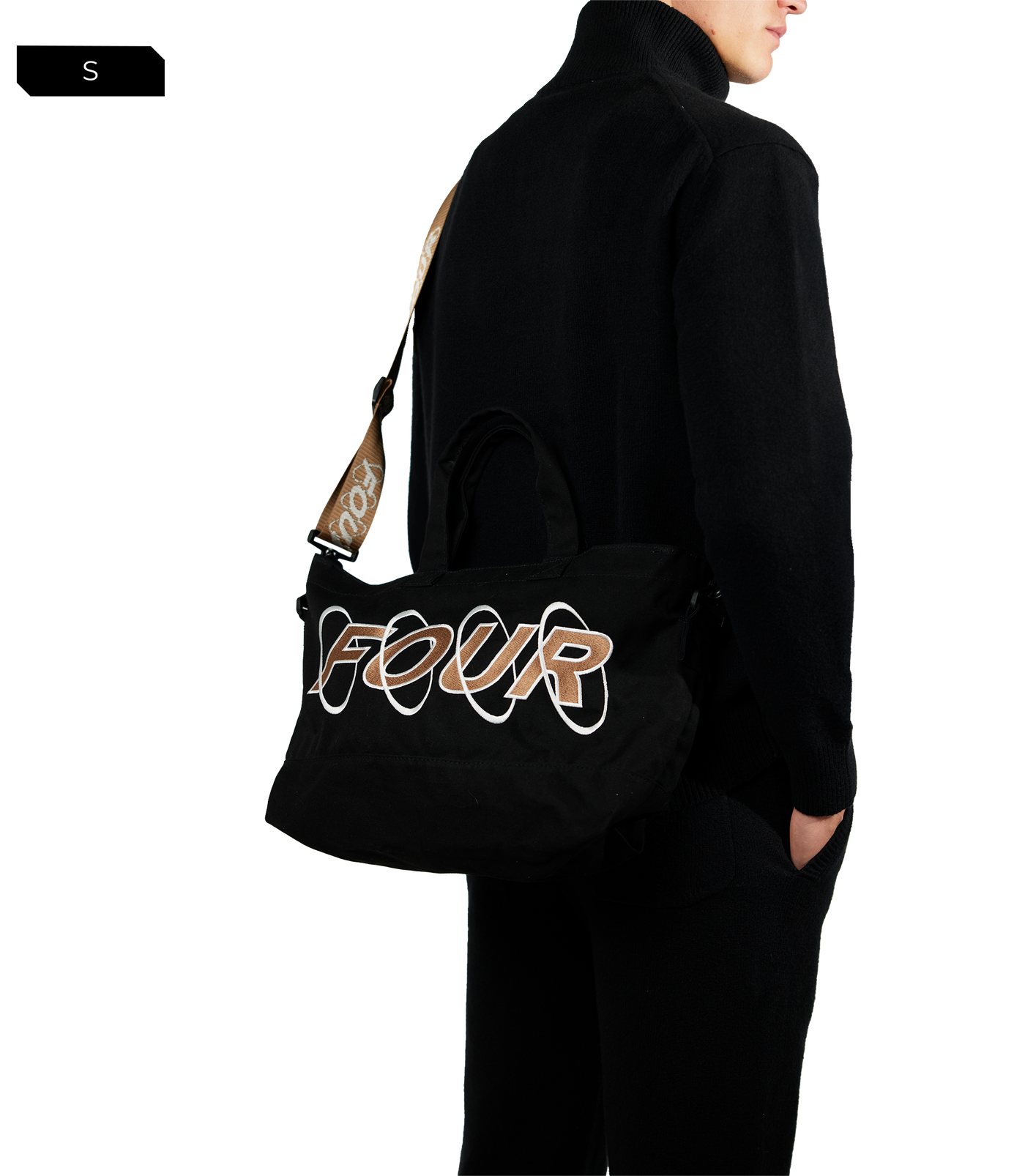 Circles Embroidery Shopper Cappuccino