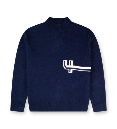 Knitted Crewneck Marine Blue/ White