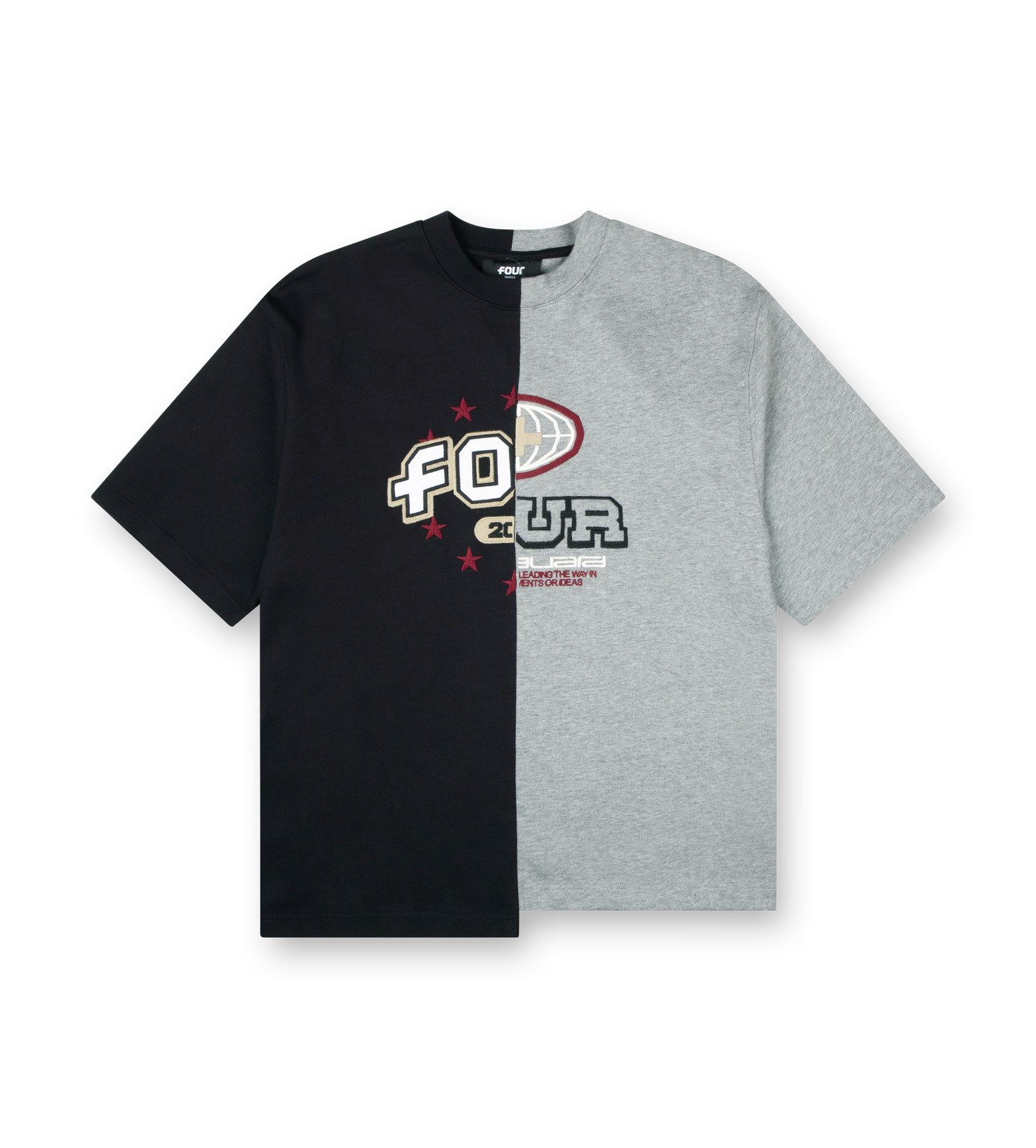 Split T-Shirt Black/ Grey Melange