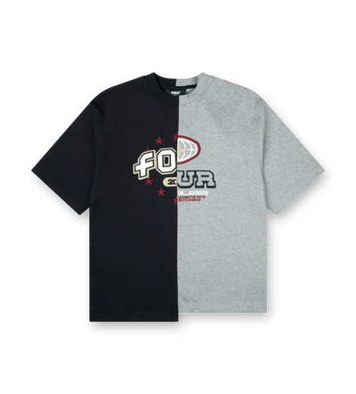 Split T-Shirt Black/ Grey Melange