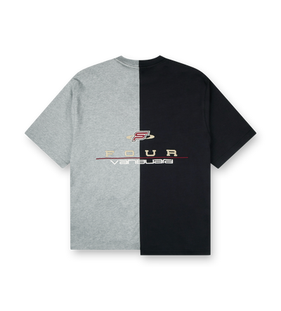 Split T-Shirt Black/ Grey Melange