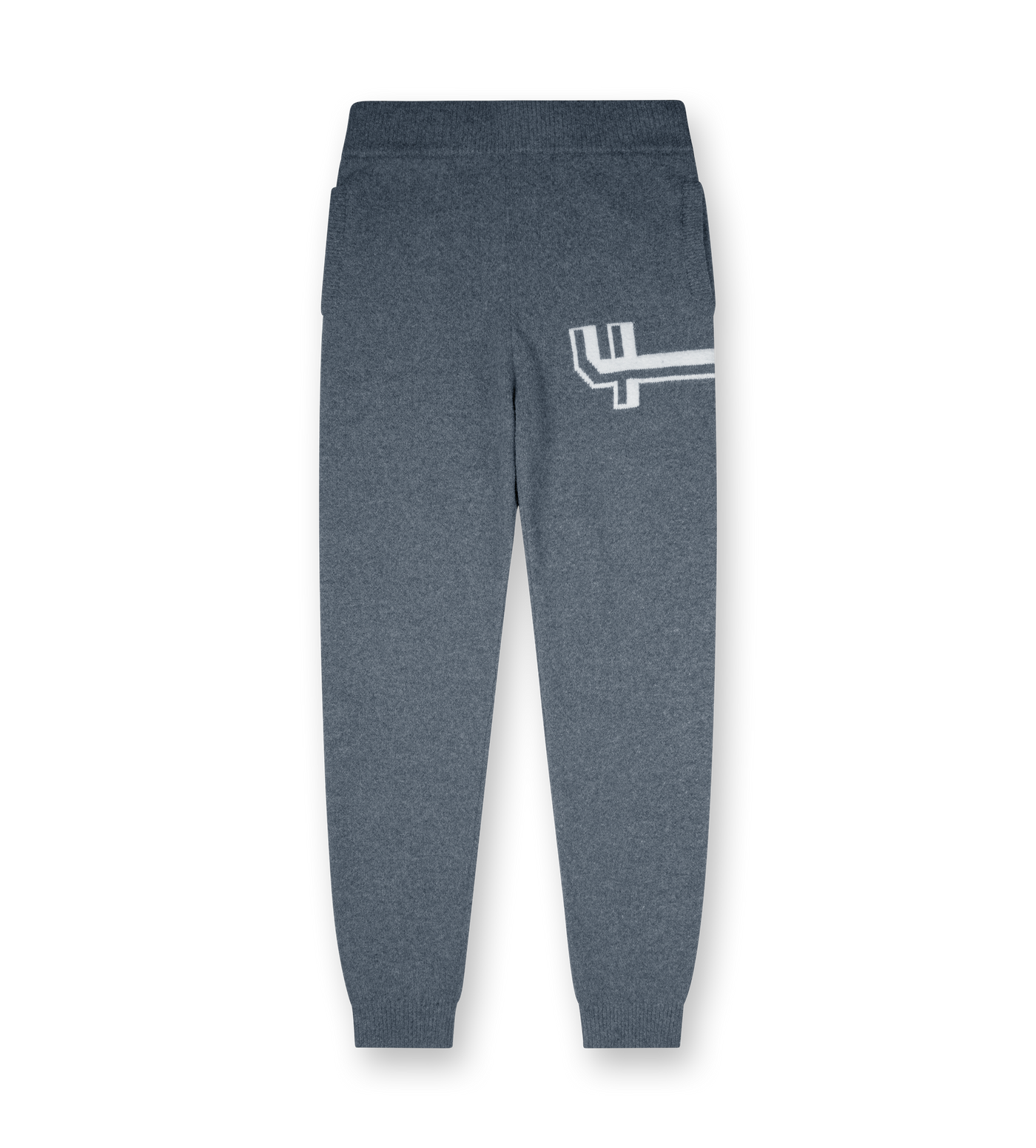 Knitted Pants Cuffed Dark Grey/ White